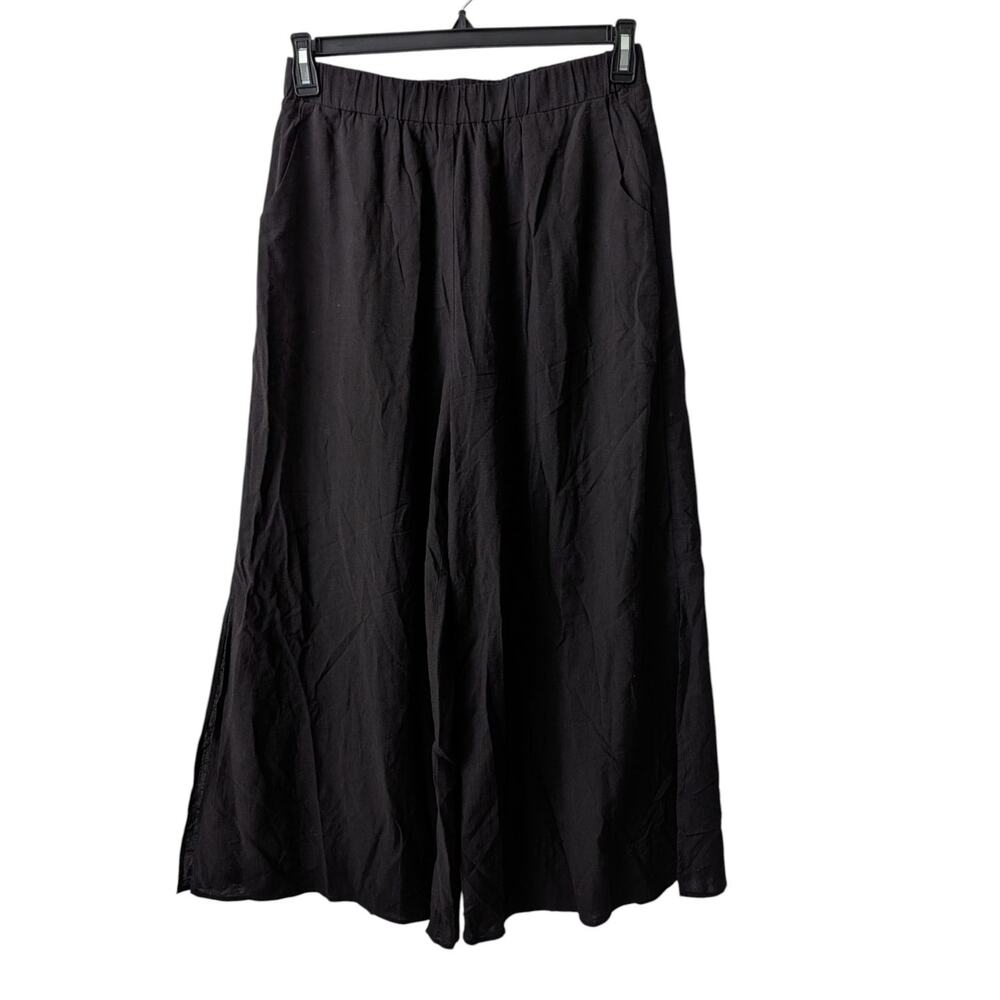 Things Between black linen blend wide leg pants